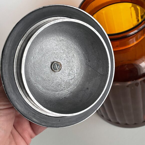 Vintage Amber Yellow Glass Kitchen Storage Jars, Apothecary Style - Large 13" - Picture 5 of 11